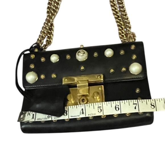 Gucci Black Leather Faux Pearl Padlock Shoulder Bag - Picture 7 of 16